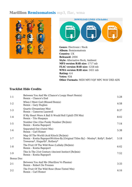 Marillion Remixomatosis Mp3, Flac, Wma