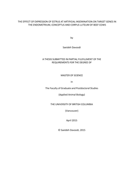 The Effect of Expression of Estrus at Artificial Insemination on Target Genes in the Endometrium, Conceptus and Corpus Luteum of Beef Cows