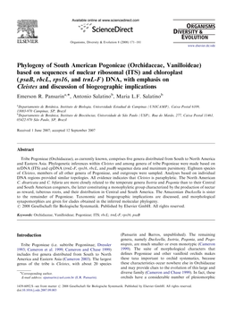 Phylogeny of South American Pogonieae (Orchidaceae