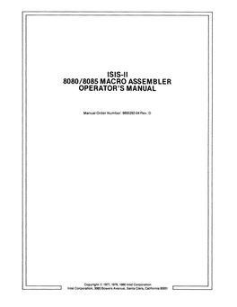 Isis-Ii 8080/8085 Macro Assembler Operator's Manual