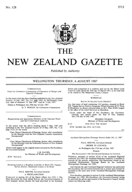 NEW ZEALAND GAZETTE Published by Authority