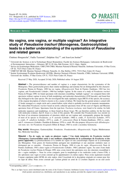 (Monogenea, Gastrocotylidae) Leads to a Better Understanding of the Systematics of Pseudaxine and Related Genera