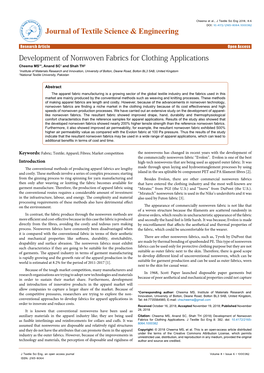 Development of Nonwoven Fabrics for Clothing Applications