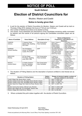 Moulton, Weston and Cowbit Notice of Polls