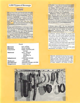 1,500 Types of Sausage 1 Scalded - Put Into Boiling Water and Heat~ to Taste - a Range Which Includes Frankfurter and Wiener