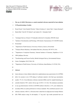 The Use of ASH-15 Flowstone As a Matrix-Matched Reference Material for Laser-Ablation