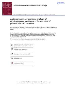 An Importance-Performance Analysis of Destination Competitiveness Factors: Case of Jablanica District in Serbia