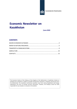 Economic Newsletter on Kazakhstan |June 2020