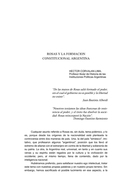 Rosas Y La Formacion Constitucional Argentina