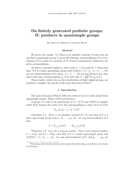 On Finitely Generated Profinite Groups, Ii 241