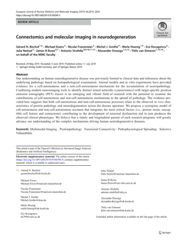 Connectomics and Molecular Imaging in Neurodegeneration