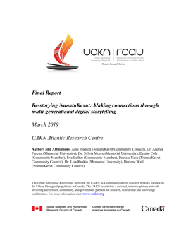 Final Report Re-Storying Nunatukavut