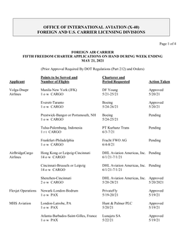 Office of International Aviation (X-40) Foreign and U.S