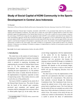 Study of Social Capital of KONI Community in the Sports Development in Central Java Indonesia