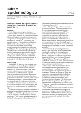 Monitoramento De Agrotóxicos Na Água Para Consumo Humano No Brasil, 2013