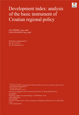 Development Index: Analysis of the Basic Instrument of Croatian Regional Policy