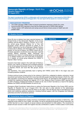 Democratic Republic of Congo • North Kivu Situation Report No