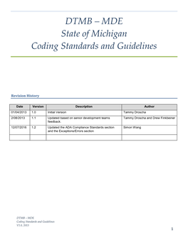 DTMB – MDE State of Michigan Coding Standards and Guidelines