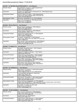 1 - Anschriftenverzeichnis Stand: 17.09.2016