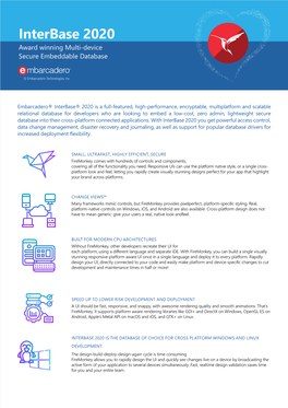 Interbase 2020 Award Winning Multi-Device Secure Embeddable Database