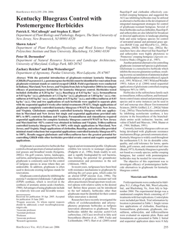 Kentucky Bluegrass Control with Postemergence Herbicides