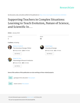 Supporting Teachers in Complex Situations: Learning to Teach Evolution, Nature of Science, and Scientific In