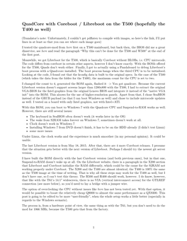Quadcore with Coreboot / Libreboot on the T500 (Hopefully the T400 As Well)