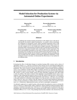 Model Selection for Production System Via Automated Online Experiments