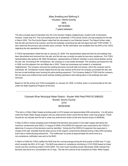 Atlas Smelting and Refining 5 Houston, Harris County NFA 02/16/2009 7 Years Between