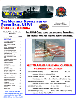 November 2010 Perch Base, USSVI Volume 16 - Issue 11 Phoenix, Arizona