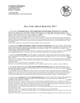 New York ABAA Book Fair 2017