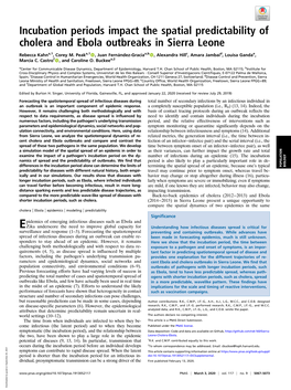 Incubation Periods Impact the Spatial Predictability of Cholera and Ebola Outbreaks in Sierra Leone