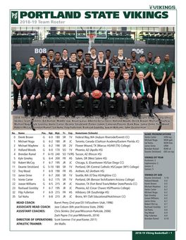 PORTLAND STATE VIKINGS 2018-19 Team Roster