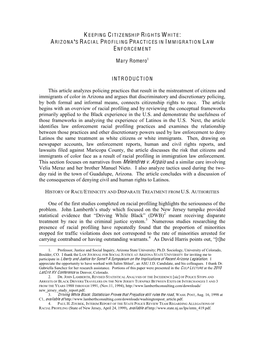 Keeping Citizenship Rights White: Arizona's Racial Profiling Practices in Immigration Law Enforcement