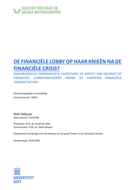 De Financiële Lobby Op Haar Knieën Na De Financiële