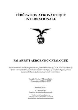 Fédération Aéronautique Internationale Fai Aresti Aerobatic Catalogue