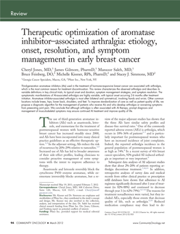 Therapeutic Optimization of Aromatase Inhibitor–Associated Arthralgia