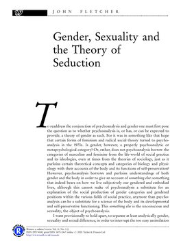 Gender, Sexuality and the Theory of Seduction