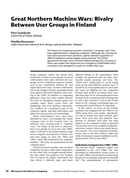 Great Northern Machine Wars: Rivalry Between User Groups in Finland