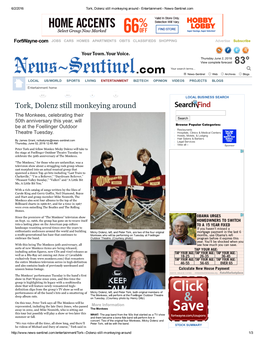 Tork, Dolenz Still Monkeying Around ­ Entertainment ­ News­Sentinel.Com