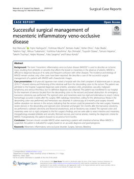 Successful Surgical Management of Mesenteric Inflammatory Veno