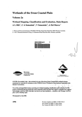 Wetlands of the Swan Coastal Plain Volume 2A Wetland Mapping, Classification and Evaluation, Main Report