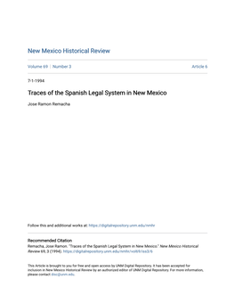 Traces of the Spanish Legal System in New Mexico