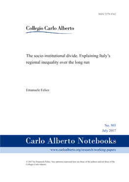 The Socio-Institutional Divide. Explaining Italy's Regional Inequality Over the Long