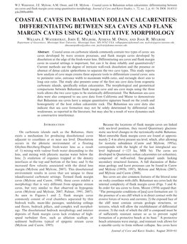 Coastal Caves in Bahamian Eolian Calcarenites: Differentiating Between Sea Caves and Flank Margin Caves Using Quantitative Morphology