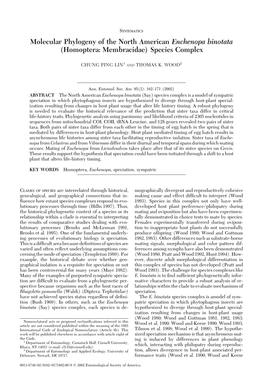 Molecular Phylogeny of the North American Enchenopa Binotata (Homoptera: Membracidae) Species Complex