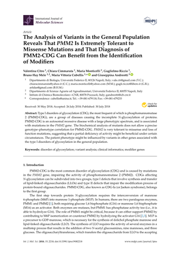 The Analysis of Variants in the General Population Reveals That PMM2 Is Extremely Tolerant to Missense Mutations and That Diagno