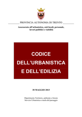 Codice Dell'urbanistica E Dell'edilizia