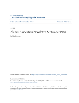 Alumni Association Newsletter: September 1968 La Salle University