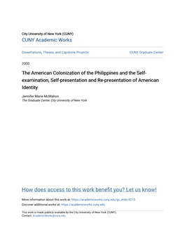 The American Colonization of the Philippines and the Self- Examination, Self-Presentation and Re-Presentation of American Identity